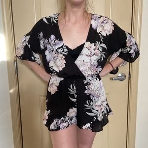 Forever 21 black floral romper